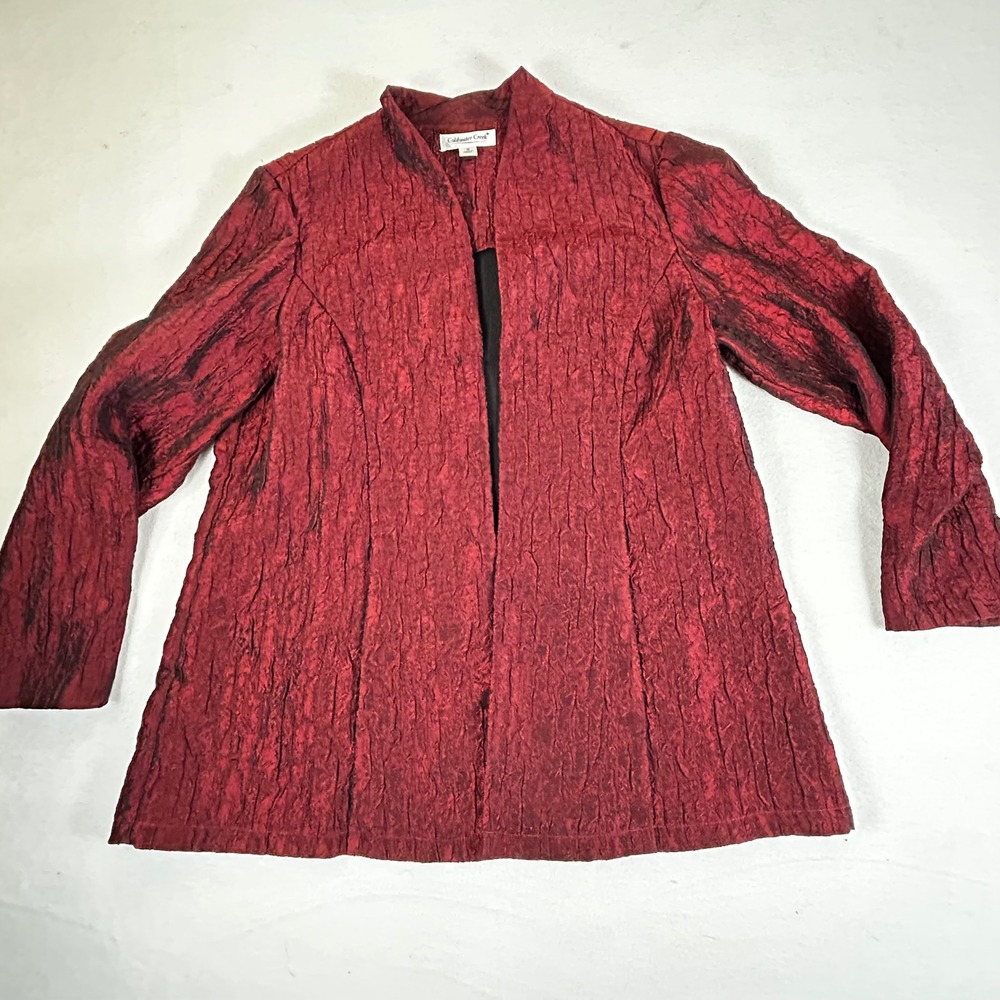 Coldwater Creek Red Textured Jacket Women's Size‎ M Open Front